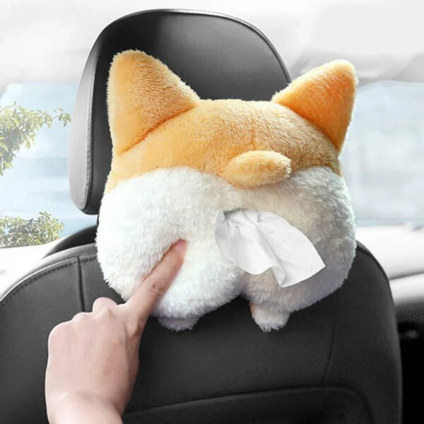 Tissue Box Cover Soft Adorable Corgi Butt Shaped Creative Storage Bag Hanging Pouch Tissue Box Wrapper For Car Home - Image 7